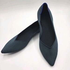 Rothy's The Point Women's 12 Green Cedar Herringbone Stretch Knit Ballet Flats